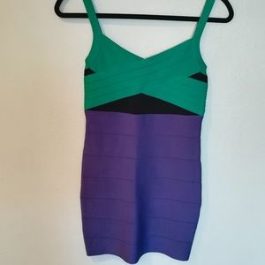 bebe Bandage Color Block Knit Dress Size S